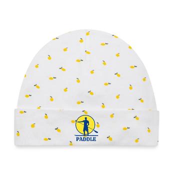 Paddel, Paddelventilator, Aufstehen - Baby Premium Organic Mütze - Weiß/Zitronengelb - Vorne