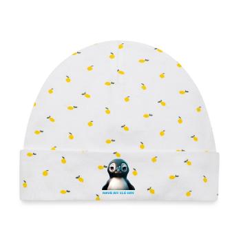 Have a nICE Day Pinguin Grafik - Baby Premium Organic Mütze - Weiß/Zitronengelb - Vorne