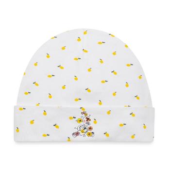 Blumenranke mit Schmetterling - Baby Premium Organic Mütze - Weiß/Zitronengelb - Vorne