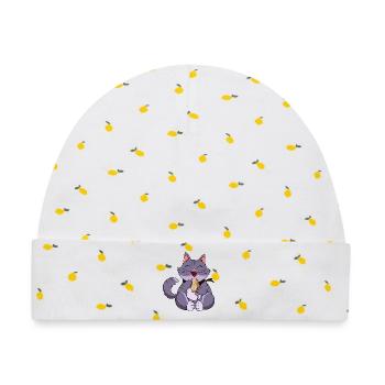 Gierige Lila Katze - Baby Premium Organic Mütze - Weiß/Zitronengelb - Vorne