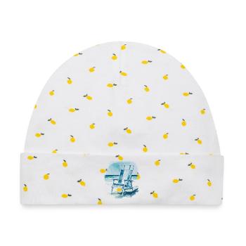Liegestuhl am Strand - Baby Premium Organic Mütze - Weiß/Zitronengelb - Vorne