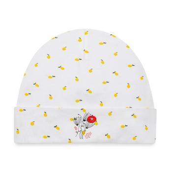 filigrane zarte Blüten, Flowers - Baby Premium Organic Mütze - Weiß/Zitronengelb - Vorne