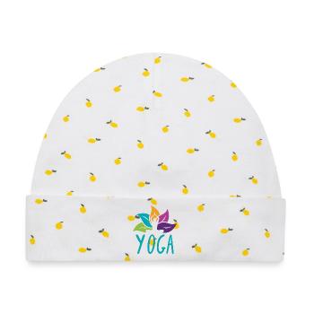 Vibrant Lotus Yoga Embrace - Baby Premium Organic Mütze - Weiß/Zitronengelb - Vorne