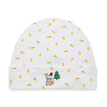 Weihnachten, Tannenbaum, Maus - Baby Premium Organic Mütze - Weiß/Zitronengelb - Vorne