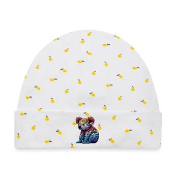 Koala - Baby Premium Organic Mütze - Weiß/Zitronengelb - Vorne