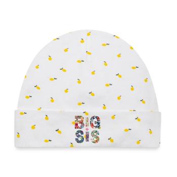 BIG SIS - Sister - Große Schwester - Partnerlook - Baby Premium Organic Mütze - Weiß/Zitronengelb - Vorne