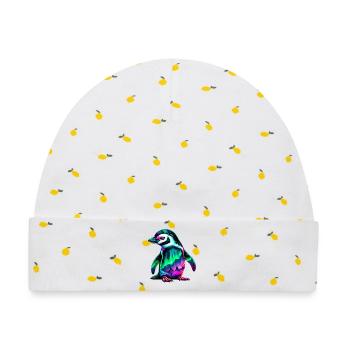 Aurora Borealis Pinguin - Baby Premium Organic Mütze - Weiß/Zitronengelb - Vorne