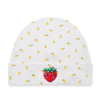 Erdbeer-Erdbeeren - Baby Premium Organic Mütze - Weiß/Zitronengelb - Vorne