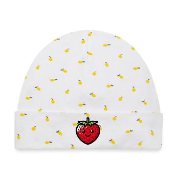 Erdbeeren Erdbeeren - Baby Premium Organic Mütze - Weiß/Zitronengelb - Vorne