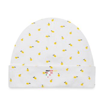 Länderfarben Schriftzug Collage - Baby Premium Organic Mütze - Weiß/Zitronengelb - Vorne