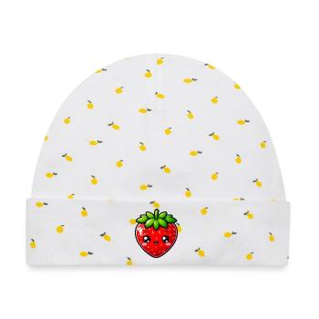 Erdbeeren Erdbeeren - Baby Premium Organic Mütze - Weiß/Zitronengelb - Vorne