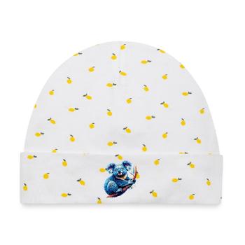 Koala - Baby Premium Organic Mütze - Weiß/Zitronengelb - Vorne