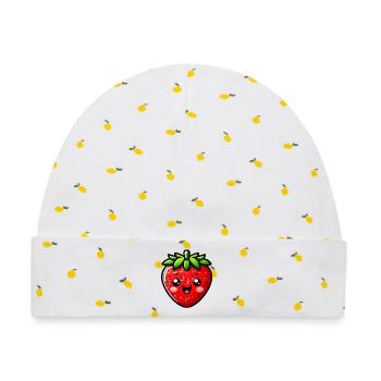 Erdbeeren Erdbeeren - Baby Premium Organic Mütze - Weiß/Zitronengelb - Vorne