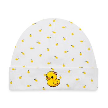 Ente Ente Ente Ente Ente - Baby Premium Organic Mütze - Weiß/Zitronengelb - Vorne