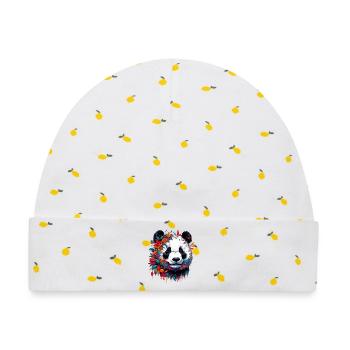 Panda - Baby Premium Organic Mütze - Weiß/Zitronengelb - Vorne