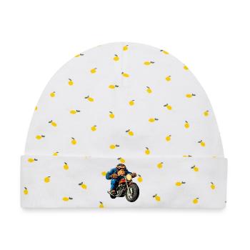 Motorradfahrer Affe - Baby Premium Organic Mütze - Weiß/Zitronengelb - Vorne