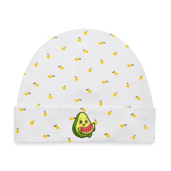 Avocado Melone Wassermelone Sommer Frucht Design - Baby Premium Organic Mütze - Weiß/Zitronengelb - Vorne