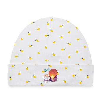 think positive - Baby Premium Organic Mütze - Weiß/Zitronengelb - Vorne