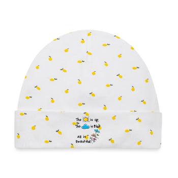 Life is beautiful - Baby Premium Organic Mütze - Weiß/Zitronengelb - Vorne