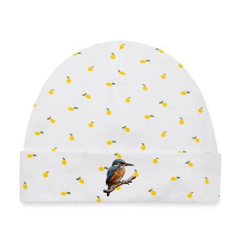Lebendiger Eisvogel Natur Illustration - Baby Premium Organic Mütze - Weiß/Zitronengelb - Vorne