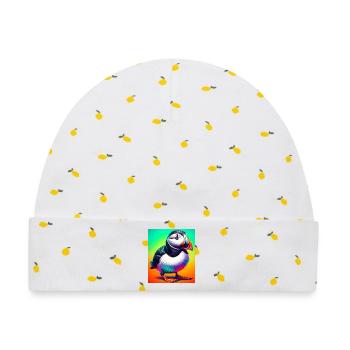 Papageitaucher - Baby Premium Organic Mütze - Weiß/Zitronengelb - Vorne