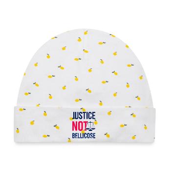 JUSTICE_NOT_BELLICOSE - Baby Premium Organic Mütze - Weiß/Zitronengelb - Vorne