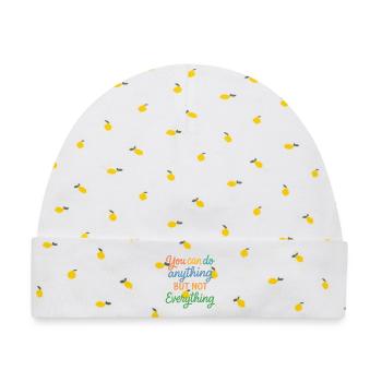 Motivierender Spruch Druckdesign - Baby Premium Organic Mütze - Weiß/Zitronengelb - Vorne