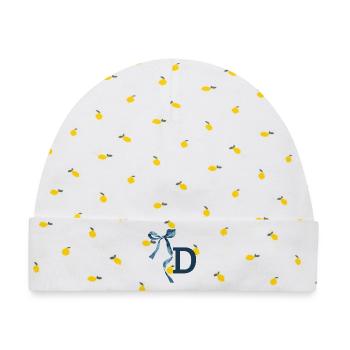 Monogramm Geschenkidee - Baby Premium Organic Mütze - Weiß/Zitronengelb - Vorne