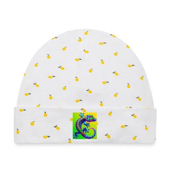 Gecko - Baby Premium Organic Mütze - Weiß/Zitronengelb - Vorne