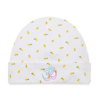 Neon Om Symbol für Meditation und Spiritualität - Baby Premium Organic Mütze - Weiß/Zitronengelb - Vorne