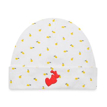 Herzige Herzchen Liebe Design - Baby Premium Organic Mütze - Weiß/Zitronengelb - Vorne