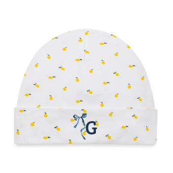 Monogramm g Geschenkidee - Baby Premium Organic Mütze - Weiß/Zitronengelb - Vorne