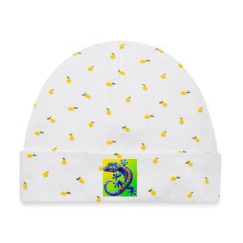 Gecko - Baby Premium Organic Mütze - Weiß/Zitronengelb - Vorne