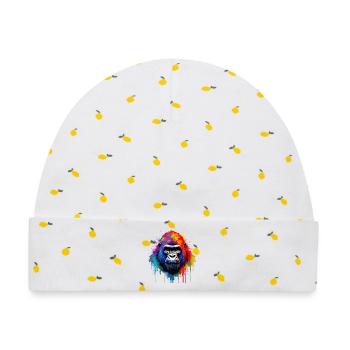 Regenbogen-Gorilla Kunst-Splash - Baby Premium Organic Mütze - Weiß/Zitronengelb - Vorne
