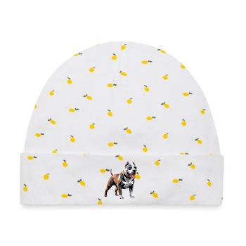 Bulldog - Cooles Low Poly Logo - Baby Premium Organic Mütze - Weiß/Zitronengelb - Vorne