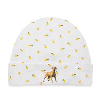 Brauner Hund - Cooles Low-Poly-Logo - Baby Premium Organic Mütze - Weiß/Zitronengelb - Vorne