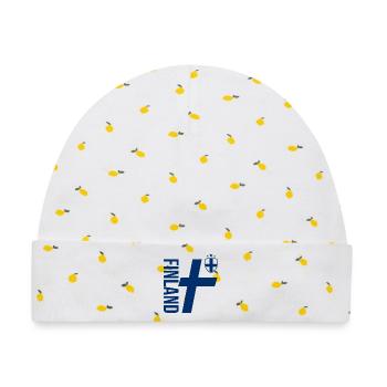 Finnland Strichzeichnungen | Sportlicher Casual-Style - Baby Premium Organic Mütze - Weiß/Zitronengelb - Vorne