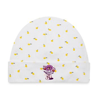 Totenkopf Vase - Baby Premium Organic Mütze - Weiß/Zitronengelb - Vorne