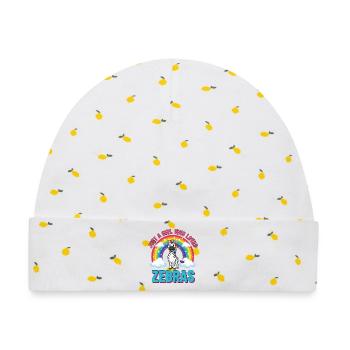 Süßes Zebra Cartoon Regenbogen Mädchen Spruch - Baby Premium Organic Mütze - Weiß/Zitronengelb - Vorne