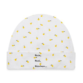 Hase, Hasi, Häschen - Baby Premium Organic Mütze - Weiß/Zitronengelb - Vorne