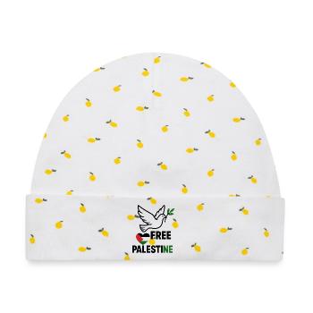 Free Palestine Dove - Baby Premium Organic Mütze - Weiß/Zitronengelb - Vorne