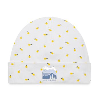 Berglandschaft Lebensfreude - Baby Premium Organic Mütze - Weiß/Zitronengelb - Vorne
