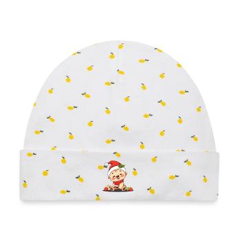 Lustiges Xmas Baby im Winterlook - Baby Premium Organic Mütze - Weiß/Zitronengelb - Vorne