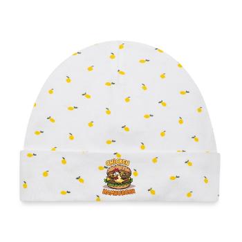Chicken-Burger-Cartoon-Design - Baby Premium Organic Mütze - Weiß/Zitronengelb - Vorne