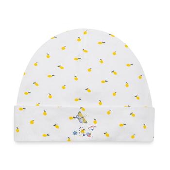Schmetterling Blumenmosaik - Baby Premium Organic Mütze - Weiß/Zitronengelb - Vorne