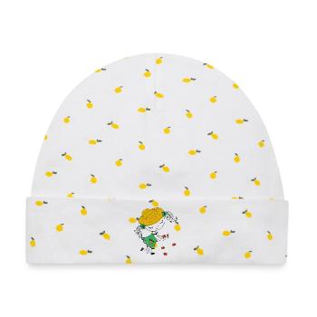 Mädchen mit Strohhut und Marienkäfer - Baby Premium Organic Mütze - Weiß/Zitronengelb - Vorne