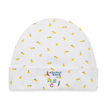  ABC  Schuldkind 2026 - Baby Premium Organic Mütze - Weiß/Zitronengelb - Vorne