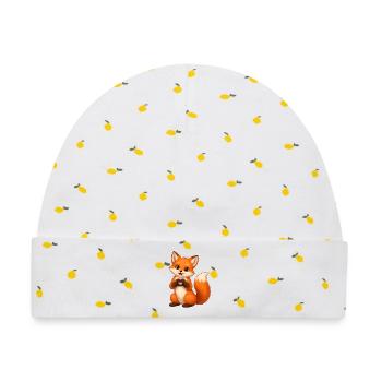 Liebesfuchs Herzform - Baby Premium Organic Mütze - Weiß/Zitronengelb - Vorne
