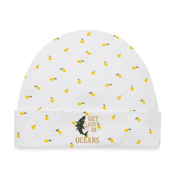 Get Lost in Oceans Nautik - Baby Premium Organic Mütze - Weiß/Zitronengelb - Vorne