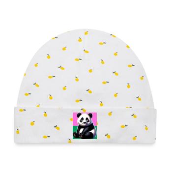 Panda - Baby Premium Organic Mütze - Weiß/Zitronengelb - Vorne